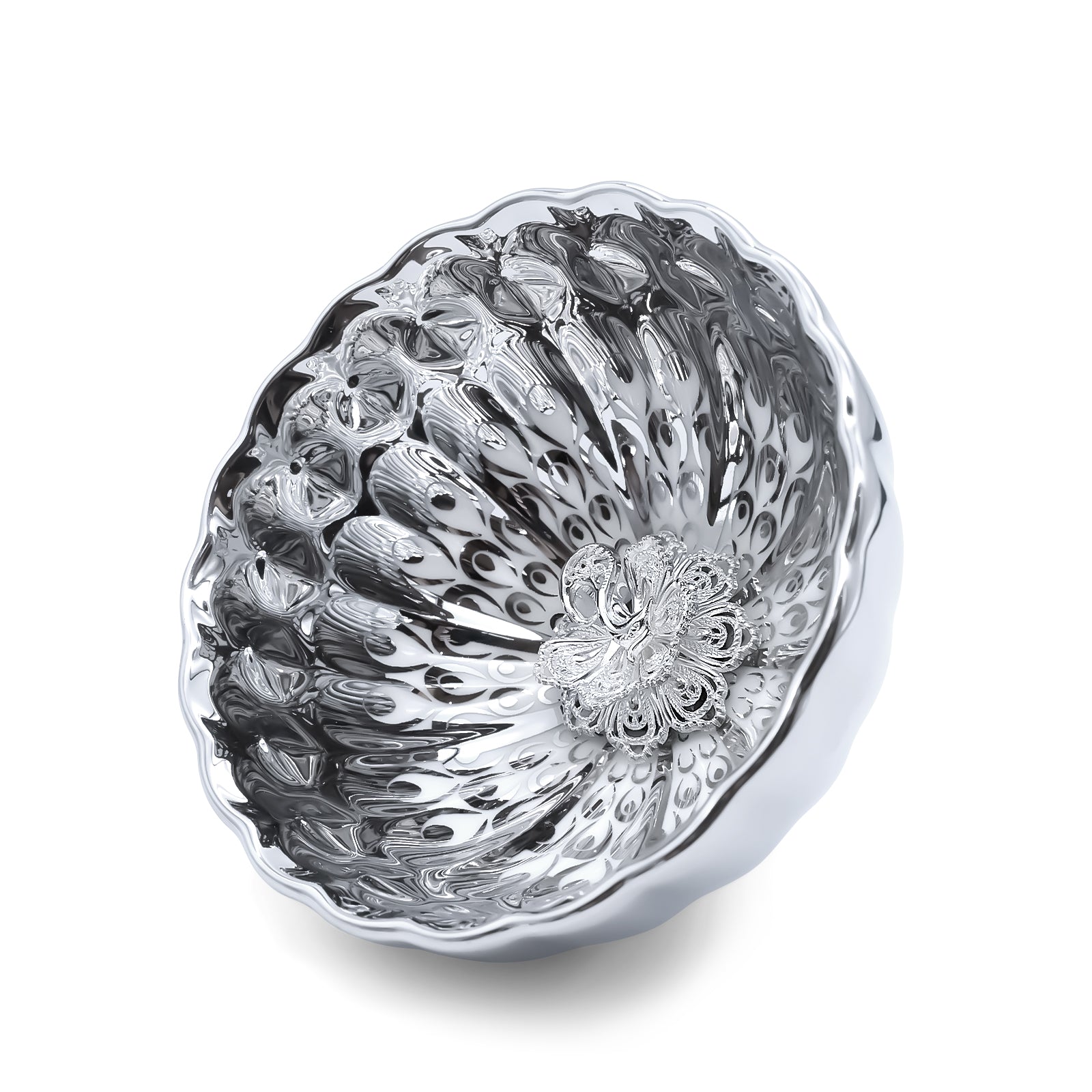 Silver Peacock-Variant Lotus Jianzhan